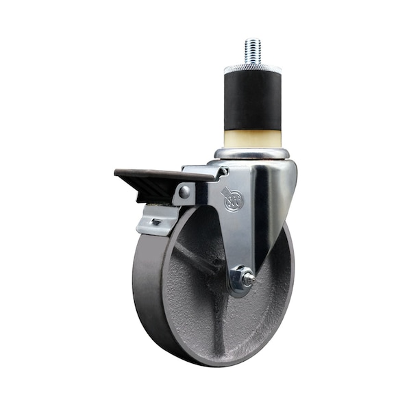 5'' Semi Steel Swivel 1-7/8'' Expanding Stem Caster with Brake